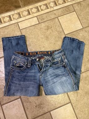 Rock Revival Blue Denim Embroidered Pocket Jeans